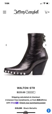 Botas metálicas negras con tachuelas Jeffery Campbell Walton para mujer talla 5,5  Foto 1 de 4