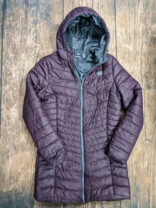 New Balance Quilted Long Puffer Parka Jacket Women’s S Full Zip Wine Color - Picture 1 of 14