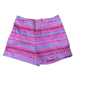 Bullhead Denim Co Juniors Sz 1 High Rise Short Shorts Pink Southwest Aztec Print - Picture 1 of 3
