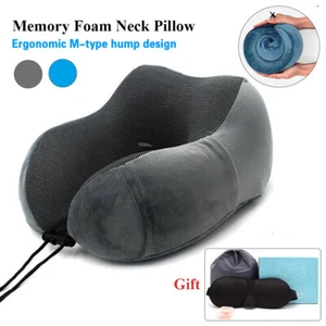Memory Foam Neck Pillow U-shaped Travel Neck Support Cushion for Sleeping Plane - Picture 1 of 10
