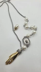 Alexander Mcqueen Antique Silver /Gold Tone Crystal Hand Necklace - Picture 1 of 5