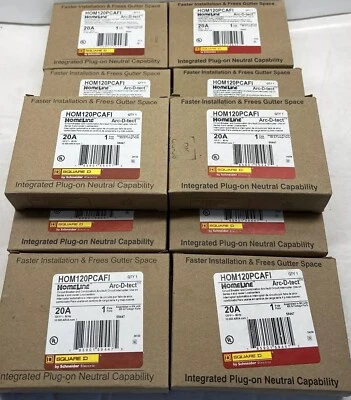 10 PCS SQUARE D HOMELINE HOM120PCAFI 20A ARC FAULT AFCI PLUG ON NEUTRAL BREAKER - Image 1 of 3