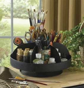 Lazy Susan Organizer Black Metal Rotating Rack 14 inch 6 Compartments - Picture 1 of 2
