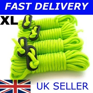 NEW X4 FLUORESCENT GREEN XL Guy Line Ropes 4 Metre Tent Camping bright rope - Picture 1 of 3