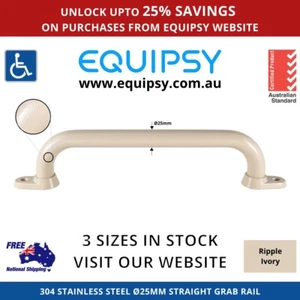 Safety Wall Grab Rail Bar Powder Coated Ivory Ripple Single Hole Fix 25mm 1428.1 - Picture 1 of 1