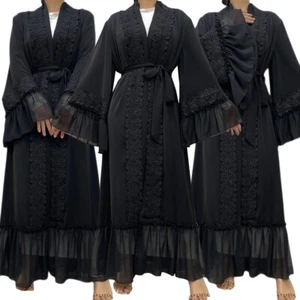 Cárdigan frontal abierto Dubai Turquía túnica de caftán musulmán Abaya caftán Ramadán kimono - Imagen 1 de 30