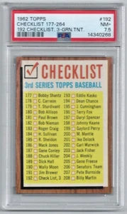 1962 Topps Set Break #192 checklist, 3 (Green Tint) Series 2 PSA 7.5 NM+ - Picture 1 of 2