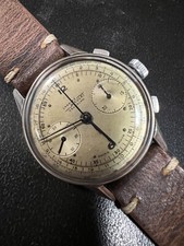 Vintage 40s Charles Nicolet Silver Oversize COLUMN WHEEL Chronograph