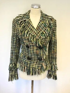 MINKBIKINI GREEN & MULTI COLOURED WEAVE JACKET SIZE 12 - Picture 1 of 5