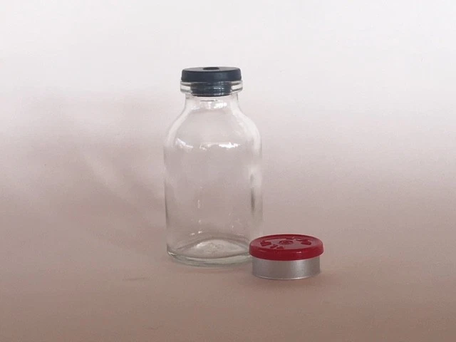 (100) Sterile/Pre-Cleaned 20mL Vials w/stoppers & open FLIP TOP EZ OFF  - Image 1 of 1