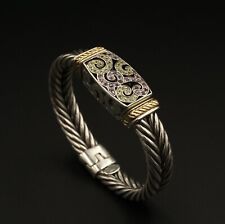 Flli Menegatti Sterling Silver hinged bracelet with Amethyst & Peridot stone
