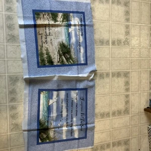 Vintage 1984 Footprints in the Sand Mary Stevenson Pillow Cut & Sew Fabric Panel - Bild 1 von 4