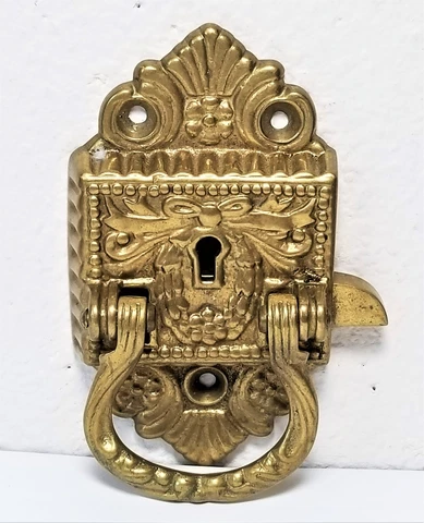 Victorian Style Cast Brass Ice Box Cabinet Latch Lock, no Key, no Catch Cover