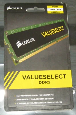 1x 1GB CORSAIR ValueSelect DDR2 RAM 667MHz PC2-5300 CL5 VS1GB667D2 /EU G NEU OVP - Bild 1 von 2