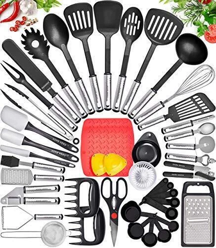 Home Hero Kitchen Utensil Cooking Set - Black/Silver, 44 Pieces
