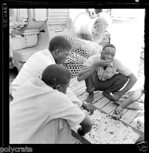 Africa Sur Le Bateau il Pasto - Negativo Foto Antico Anni 1950-60 - Picture 1 of 1