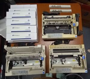 Lot of 3 Epson LX-300+II Dot Matrix Printers - AS IS for Parts & 12 Ribbons
