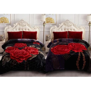 10LB Thick Heavy Reversible Fleece King Size Vintage Rose Blanket - Picture 1 of 14