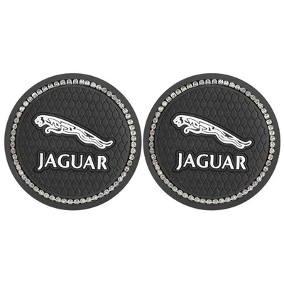 2PCS Bling Car Accessories Water Cup Holder Pad Mat Coaster Rubber For Jaguar - Image 1 of 2