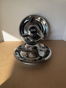 (2)  3 BAR FLUTED SPINNERS CENTER CAPS FOR CHEVY RALLY WHEELS 7",BSSS - Picture 1 of 4