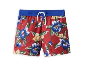 Janie and Jack Boys' Tropical Floral Swim Trunks UPF+50 NWT Size 10 Blue and Red - Picture 1 of 3