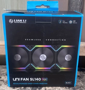 Lian Li Unifan SL140 RGB Daisy-Chain ARGB Ventilateur Noir Lot de 2 UF-SL140-2B (NEUF) - Photo 1/3