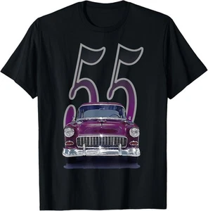 1955 55 Chevys Bel Air Clásico Vintage Muscle Car Vista Frontal Camiseta Sudadera con Capucha - Imagen 1 de 12