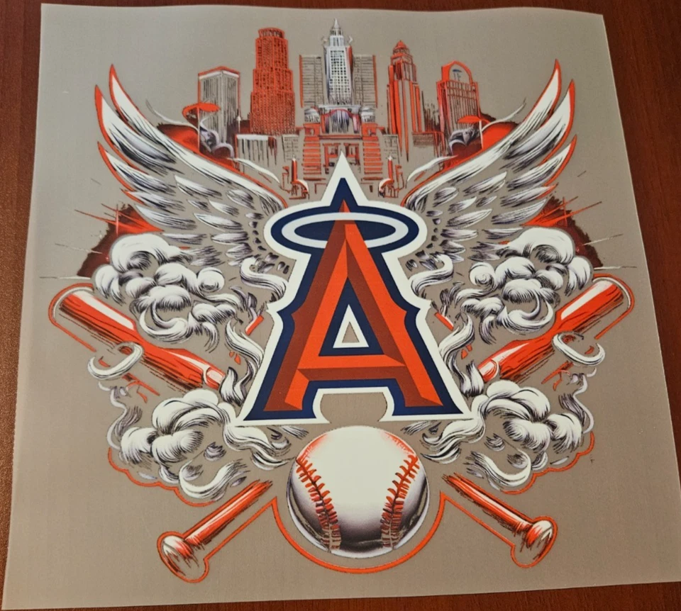 Los Angeles Angels Colorful 8" DTF Heat Transfer Iron On FREE Shipping (C1/1) - Image 1 of 1