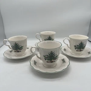 Vintage Nikko Happy Holidays Kaffee/Teetasse & Untertasse Weihnachten 4er Set - Bild 1 von 14
