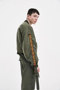424 Alpha Industries SlamJam Italy Distressed Paint Splatter Bomber Jacket Small - Picture 1 of 24
