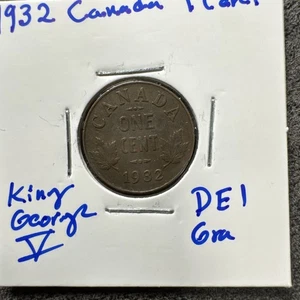 1932 Rare Canada 1¢ Rare Variety Small Cent Penny King George V - Bild 1 von 4