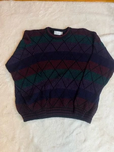 Vintage Sears Herren Store Pullover XL Geometrisch Colorblock Strick 80er 90er Retro - Bild 1 von 4