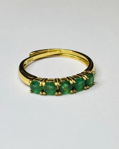 18k Gold Over 925 Sterling Silver Green Emerald Half Eternity Band Ring Certif - Picture 1 of 14