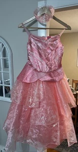 Mädchen Deluxe böses Kostüm Glinda gute Hexenkrone Medium 7/8 Halloween Kleid - Bild 1 von 7