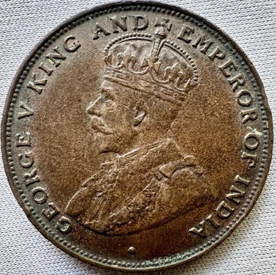 HONG KONG China King & Emperor George V ONE CENT 1924 Bronze  km#16 #6 - Image 1 of 2