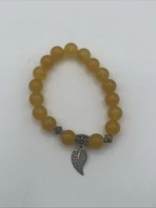 Stein Stretch Armband Frau Blatt Charm Perlen Blei Charm - Bild 1 von 3