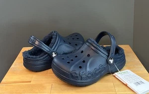 Crocs Toddler/Kids Boys Navy/Navy Fuzz Lined Baya Clogs US c11, c12 NWT - Picture 1 of 11