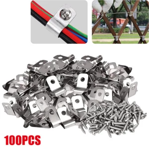 100x Stainless Steel Wire Mesh Clip Welded Wire Mesh Fixings w/ 4mm Screw Hole - Picture 1 of 10