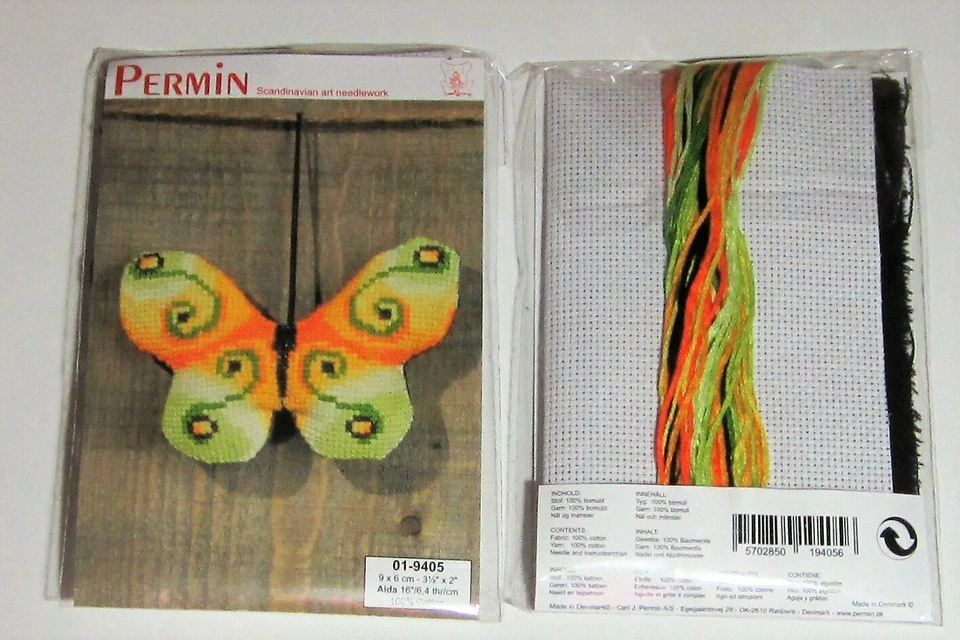 KIT DE PUNTO DE CRUZ CONTADO ADORNO MARIPOSA PERMIN #01-9405 VERDE CLARO  Foto 1 de 1