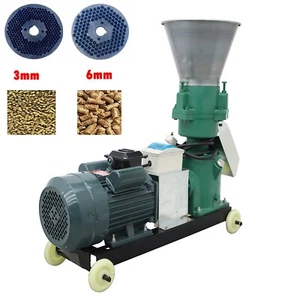 Animal Pellet Feed Mill Machine Food Granulator w/3mm&6mm Plate 3 Rollers 220V - Picture 1 of 24
