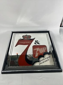 Vintage 1970s/80s Seagram's 7 Whiskey 7-Up Soda Pop Wall Hanging Mirror Sign 7&7 - Picture 1 of 7