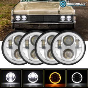 4PCS 5.75" Chrome LED Headlight Hi/Lo Beam DRL for 1958-1979 Lincoln Continental - Picture 1 of 12