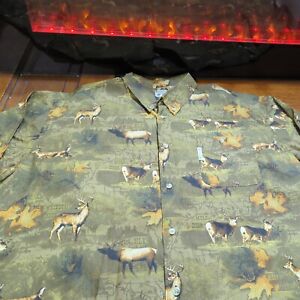 Columbia Mens XXL White Tail Deer Camouflage Camo All Over Print Hunting Shirt