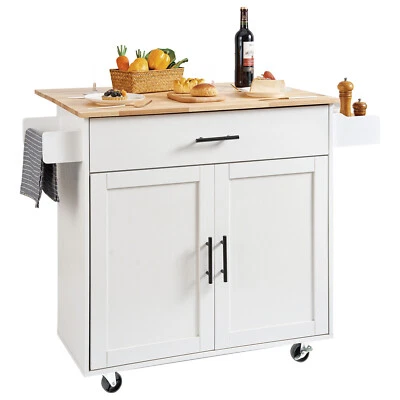 VEVOR Isola per Cucina Lunghezza 90 cm con Ruote Legno Massello MDF con Cassetti