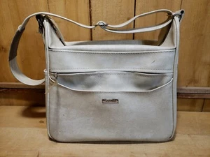 Samsonite Silhouette Luggage Cream Marbled Travel Shoulder Bag Carry On Vintage - Picture 1 of 12