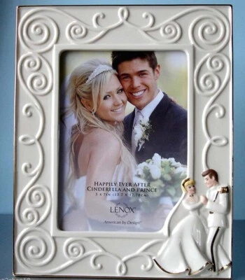 Lenox Disney Cinderella & Prince Photo Frame 5x7" Happily Ever After Wedding New - Image 1 of 4
