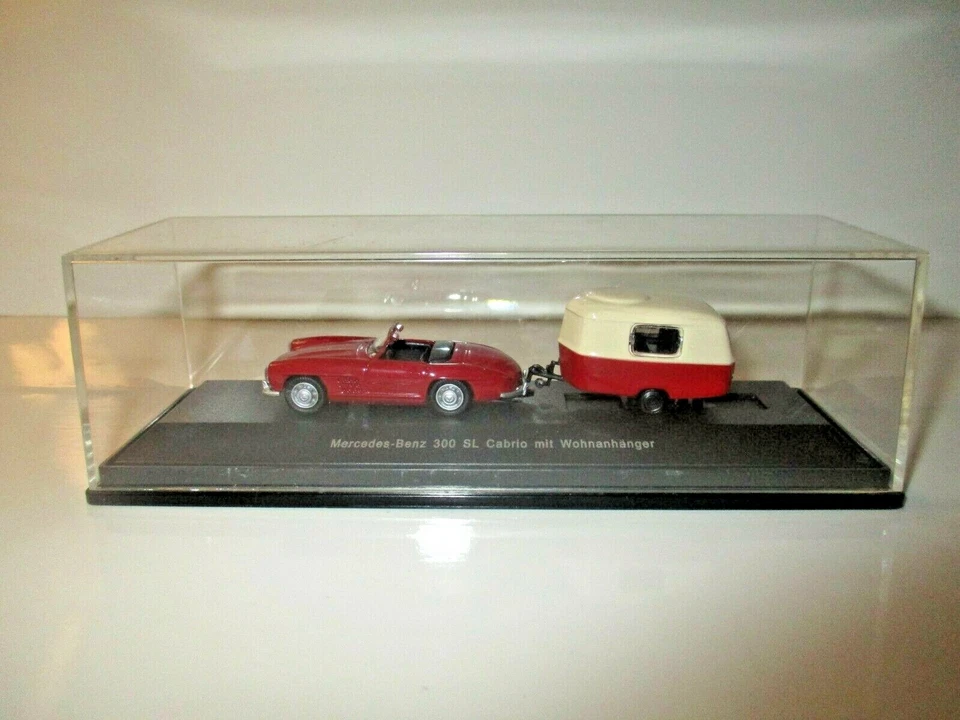 MERCEDES BENZ 300 SL CABRIO MIT WOHNANHANGER SCHUCO SCALA 1:87 - Immagine 1 di 1