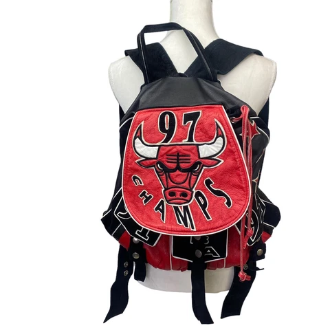 Chicago Bulls 3 Peat Custom made leather? NBA Basketball Championship Backpack Cover