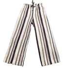 Abercrombie & Fitch Linen-Blend Striped Drawstring Pockets Wide Leg M Pants