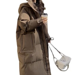 Femme Long Doudoune Veste Épaissie Sur Longueur Genou Manteau Chaud Big Poche - Bild 1 von 15